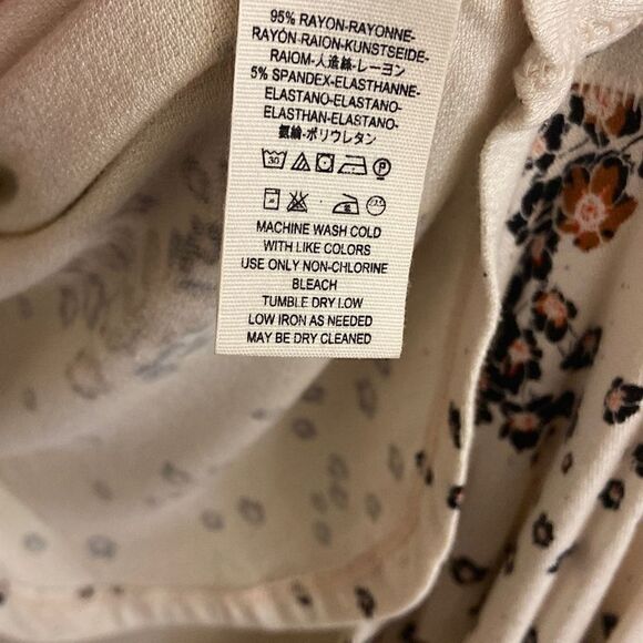 Free People To The Tropics Floral Top Puff Sleeves Ivory Small - Picture 5 of 5